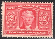 US Stamp Scott #324, 2c, Louisiana Purchase, OG, MLH, SCV$22.50