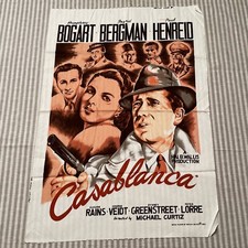 Casablanca Wesco-Reltex Material MOVIE POSTER 1982 Fabric 21x30&rdquo;