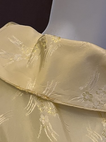 VTG 50s Pale Yellow Satin Brocade Chinoiserie Floral Party Formal Tea Dress SZ S - Picture 6 of 24