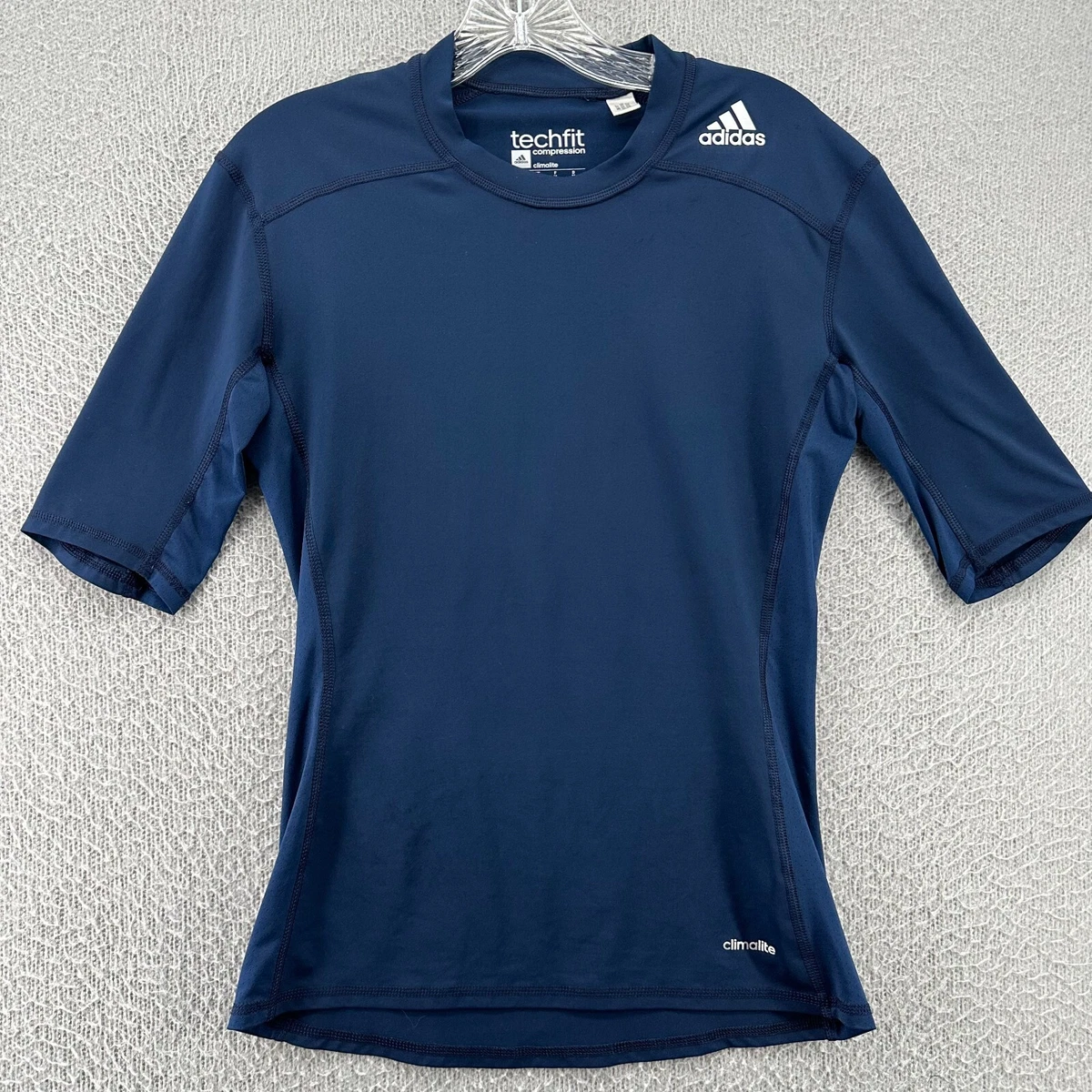 Adidas Mens Shirt Blue Medium Techfit Compression Climalite Workout Gym  Outdoor