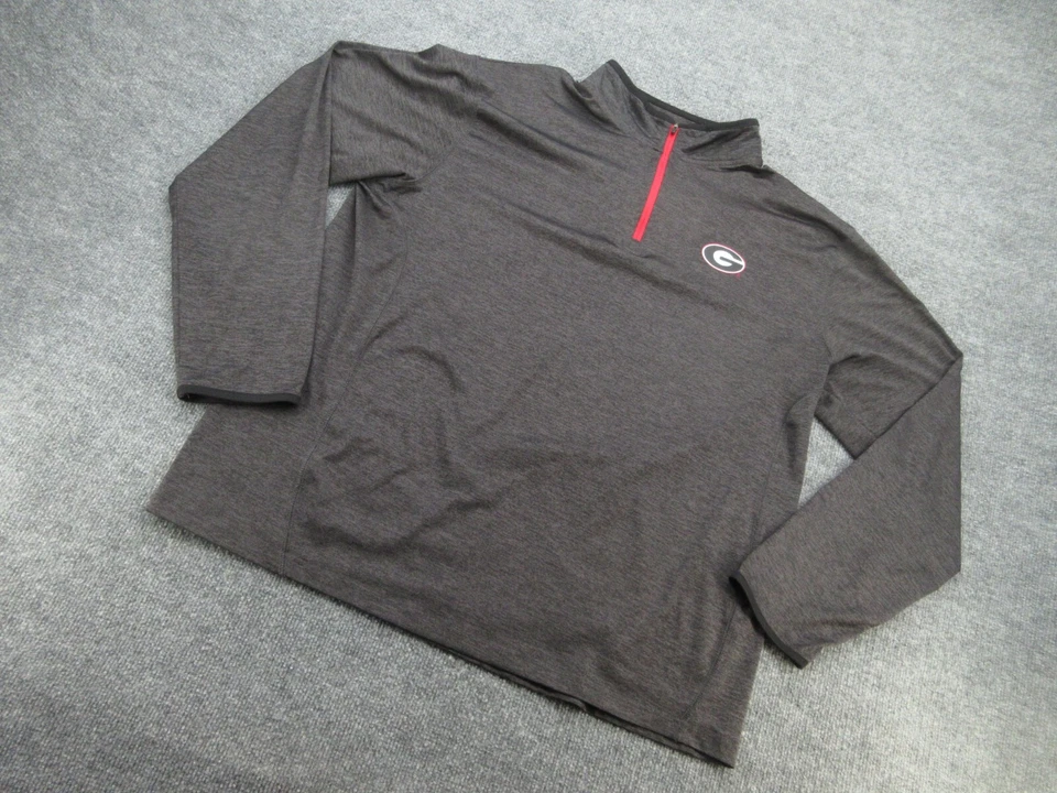 Suéter Georgia Bulldogs Para Hombres XL Gris Manga Larga Cuarto Cremallera UGA Performance Foto 4 de 4