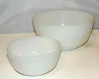 FIRE KING Anchor Hocking White Milk Tapered Glass Mixing Bowls 7" & 5" Set of 2