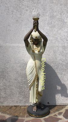 Cleopatra Ägyptische Lampe Figur Lebensgroß Statue Pharao Anubis Skulptur Crem D