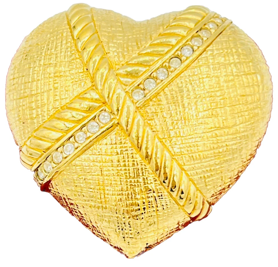 Vintage CHRISTIAN DIOR Herz Kristall Vergoldet Brosche/Schmuck ca.3.50x3.50cm.
