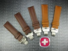 22mm VICTORINOX SWISS ARMY Brown CALF LEATHER STRAP Deployment BR Buckle BAND 22
