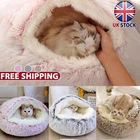 Pet Dog Cat Calming Bed Fluffy Hooded Warm Cozy Puppy Cave Sleeping Cushion