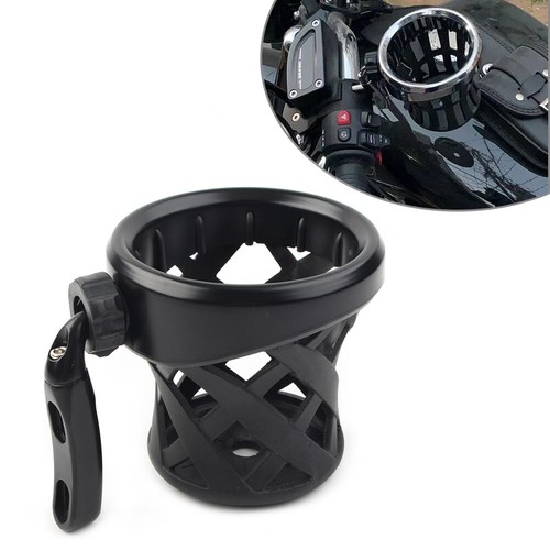 Matte Black Handlebar Cup Holder Drink W/Mesh Basket Mount Universal For Harley