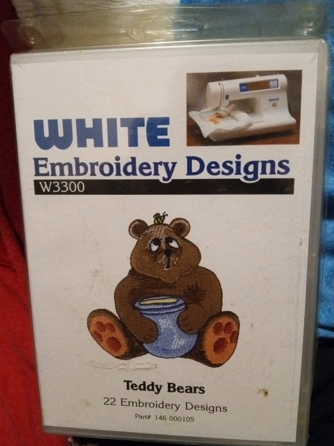 White Machine W3300 Embroidery Card Designs & Case Teddy Bears eBay