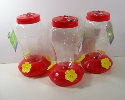 Lot of 3 Hummingbird Nectar Feeders Hanging Patio Balcony Lanai Garden Plastic