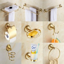 Polished Gold Color Brass Bathroom Accessories Set Bath Hardware Towel Bar ee006