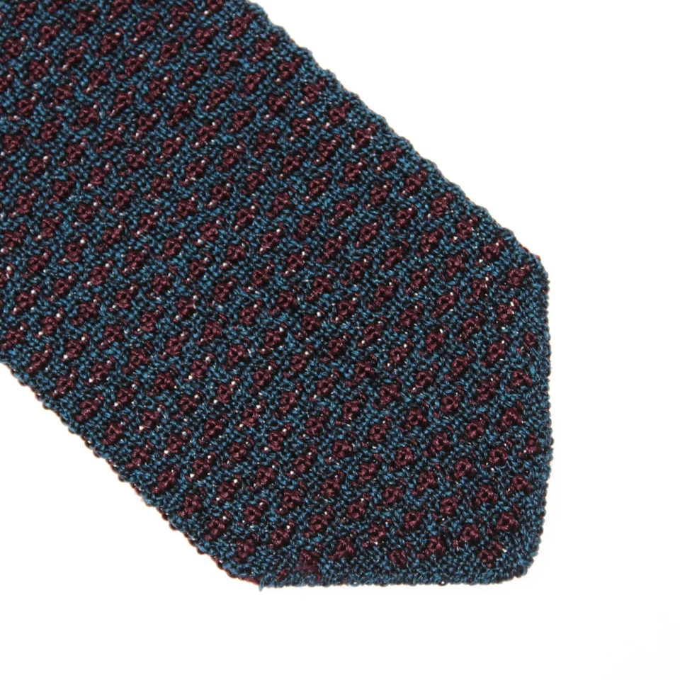 Corbata de punto Italo Ferretti nueva con etiquetas en azul y borgoña 100 % seda hecha en Italia Foto 2 de 4