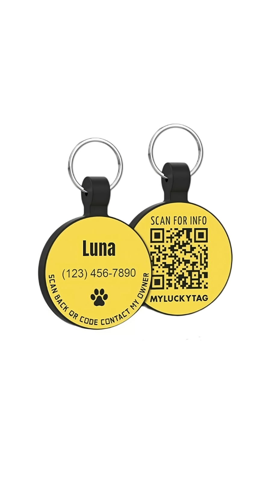MYLUCKYTAG Personalized Pet ID Tags Dog Tags - Silent Silicone QR Code ID Tags -
