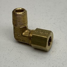 (6) Parker BRCF Brass 1/4" Compression Elbow Tube Fitting, 3/16" NPT Threaded