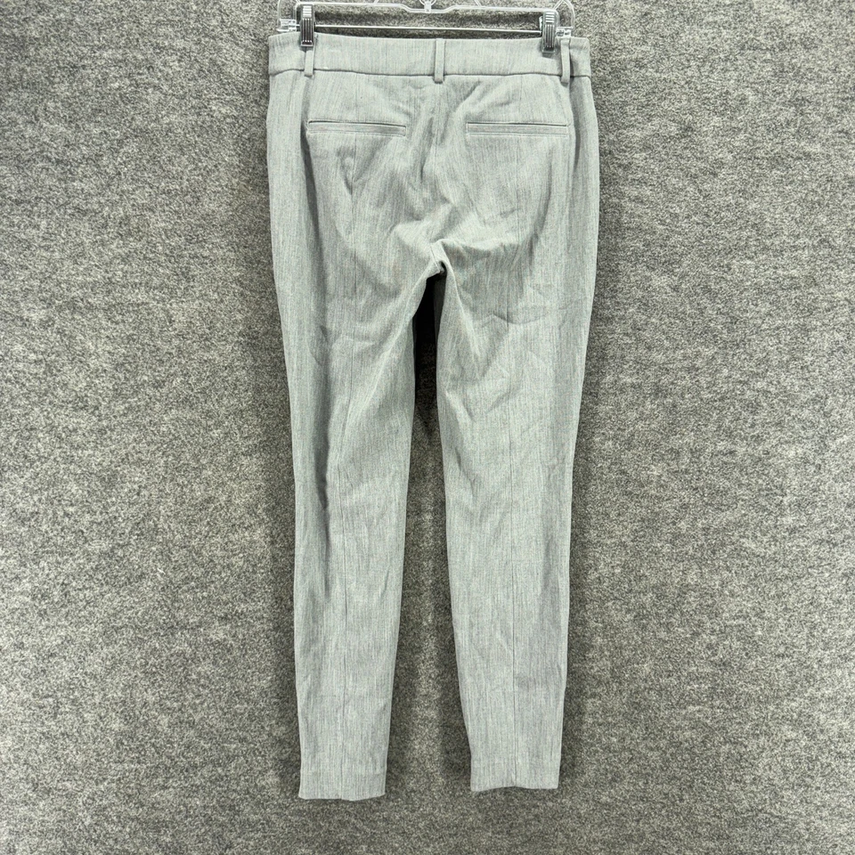 Pantalones Express para mujer 6 grises tiro medio ajustados elásticos bolsillos delanteros planos algodón Foto 2 de 4