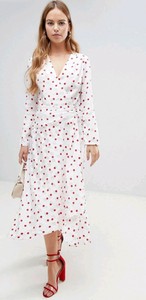 red midi polka dot dress