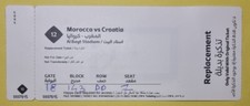 Match 12 Morocco Croatia 2022 FIFA World Cup Ticket Stub (Mint)