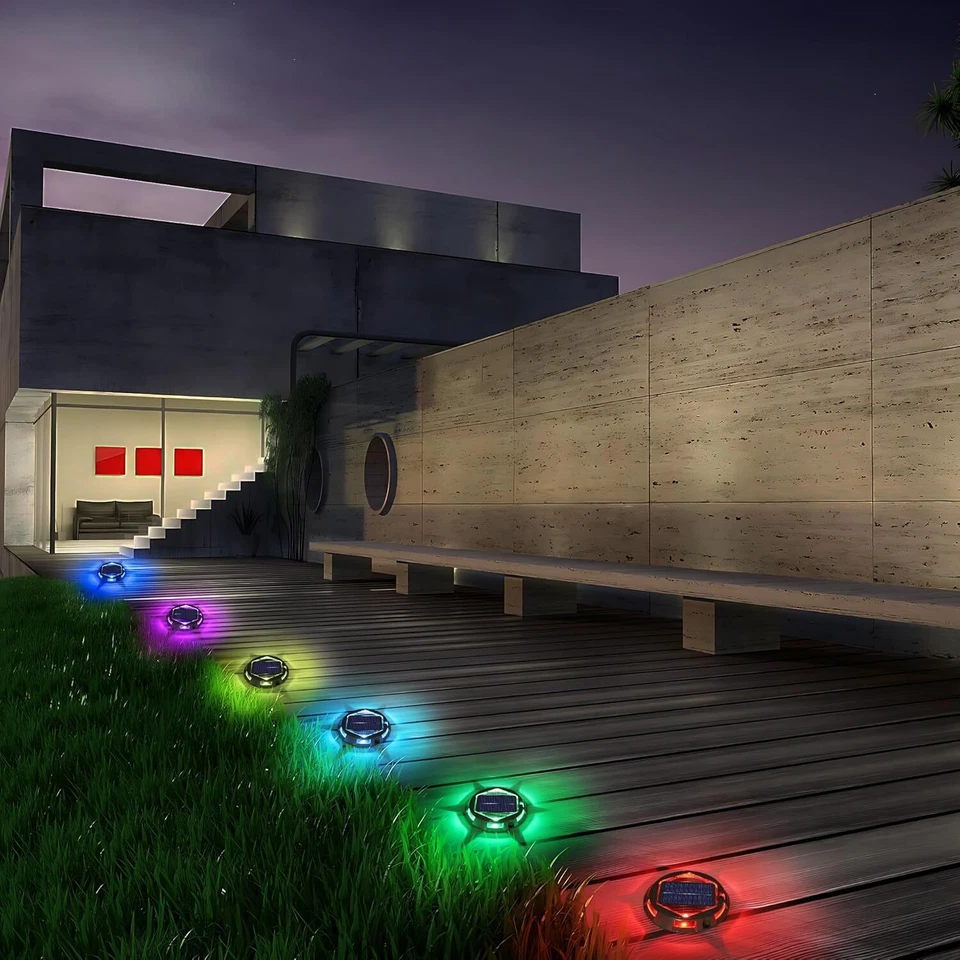 4-12x Solarleuchte Solarlampe Bodenstrahler Bodeneinbau Außen Gartenstrahler RGB - Bild 3 von 4