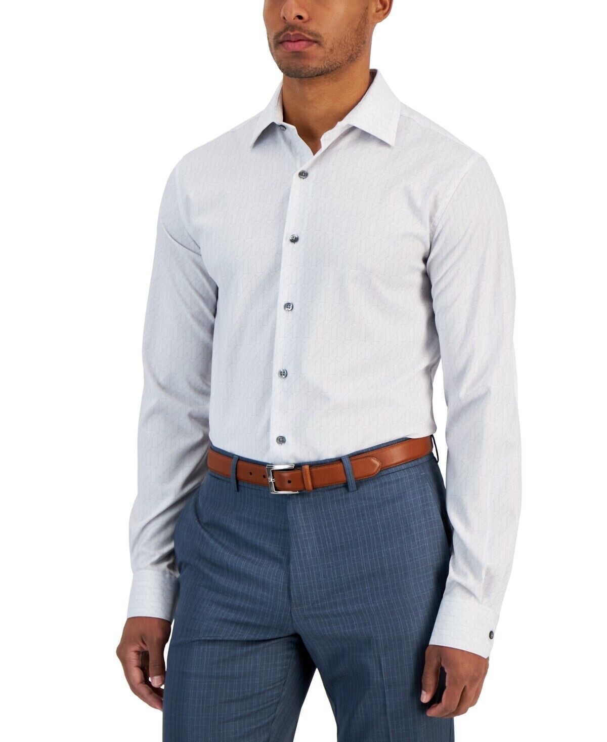 Alfani Men's Slim Fit 4 Way Stretch Dress Shirt White Size 15.5X34X35