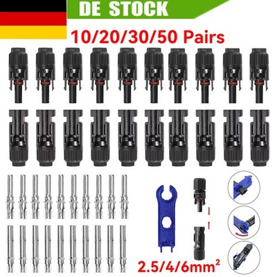 10-50x Paar MC4 Solarstecker Buchse + Stecker Kupplung Kabel Verbinder 2,5-6 mm²