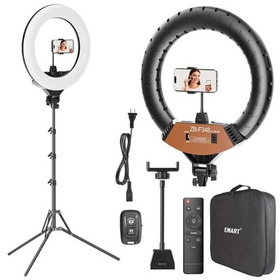 18-inch Ring Light with Stand, 2800-6500K LED Photography Lighting Kit with P...