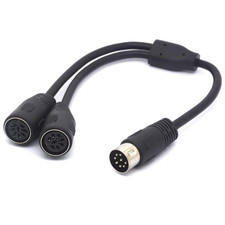 MIDI Splitter 8 Pin DIN Y Adapter Cable 1 Male to 2 Female Din Plug Large Size 