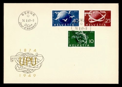 DR WHO 1949 SWITZERLAND FDC UPU 75TH ANIV CACHET COMBO M69664