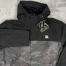 DIXXON FLANNEL Hooded Rain Jacket Men  s 2XL Windbreaker Tech Coat Black Camo NWT