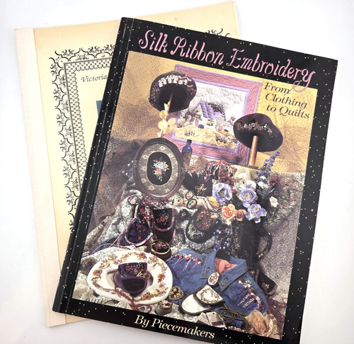 Ribbon Embroidery (Lot of 2) Paperback Books - Silk Victorian Dolls Quilts