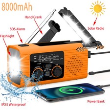 80000mAh Bluetooth Emergency Radio Wind Up Solar Hand Crank FM/AM Torch Light