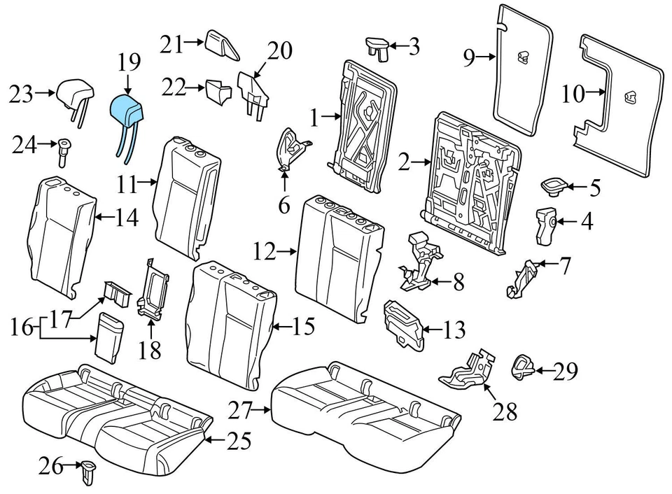 Mercedes-Benz CLA45 AMG 2014-2019 2,0 L - asiento trasero reposacabezas / reposacabezas Foto 4 de 4
