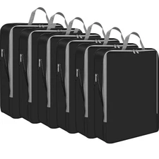 6 Pcs 11 x 7'' Compression Packing Cube Bag Extra Large Travel Expandable Spa...