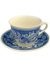 Mason's Blue Pheasant Tea Cup & Saucer Set Floral Design England