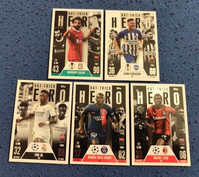 Match Attax Extra 23/24 Alle 5 Hat-trick Hero Karten Set Full Champions League
