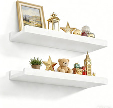 Floating Shelves Wall Mounted Set of 2, 17 Inch Rustic Wood Wall Shelves for Sto