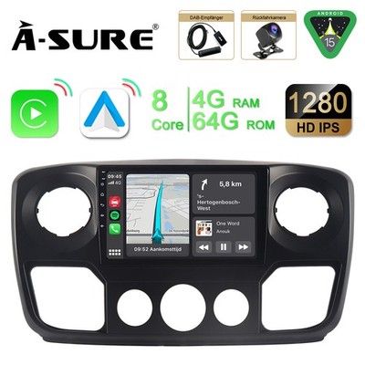 DAB 4+64G Autoradio Für Renault Master Opel Movano B Nissan NV400 GPS Android 15