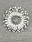 Vintage Corocraft Enamel Flower Brooch black White Daisy READ