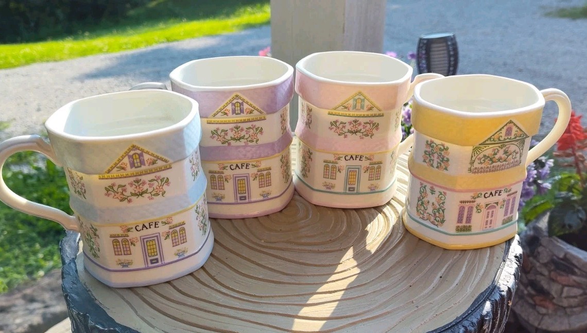 Juego de 4 tazas de café Lenox Village 1992