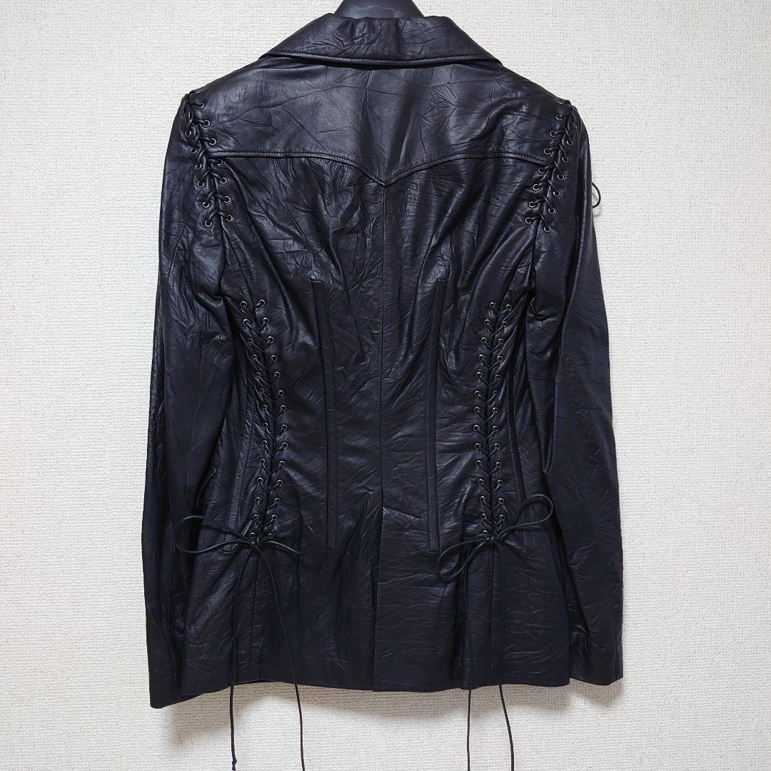 USED GIANNI VERSACE LACE-UP LEATHER JACKET [RARE DESIGN] [VINTAGE] VERYGOOD thumbnail 2