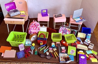 HUGE LOT Our Generation Awesome Academy School Doll Accessory Lot Desk Stools 18