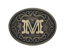 M Initial Montana Silversmiths Unisex Filigree Initial Belt Buckle Bronze