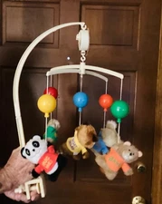 Vintage-1983-Nursery Originals SHIRT TALES-Plush & Musical Crib Mobile