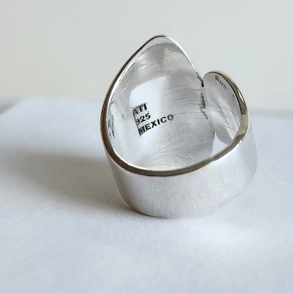 ATI Sterling Silver Black Onyx Statement Ring | Wrap Around Band | Size 7.5 | 12 - Image 4 of 4