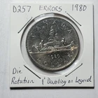 ERROR 1980 One Dollar Rotated Die & Doubling on Legend CANADA (Nickel)  D257a