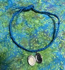 Handmade Blue Hemp Choker Necklace with Locket 14” — photo 3