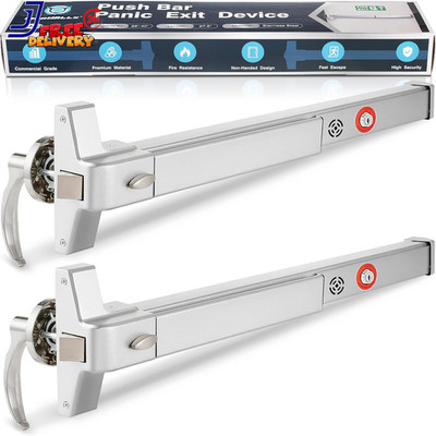 2 Packs Commercial Door Push Bar Panic Exit Device with Alarm 27.5'' Rim Panic Ba