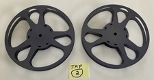 2 - 16mm 400' EMPTY METAL FILM REELS GOLDBERG BROS. PURPLE JAP NICE