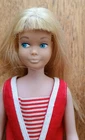 Vintage 1963 Skipper Doll Blonde Straight Leg Original Swimsuit, shoes,RARE