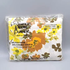 Vintage WestPoint Pepperell Permanent Press Percale Double Fitted Sheet Floral