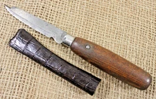 Vintage Fish Cleaning Knife Fixed Blade Scaling Tool Wood handle Carbon Steel VG