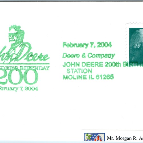 2004 John Deere Founder 200th Birthday Stamp Cover Moline IL Agriculture Vtg